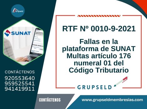 Fallas en la plataforma de SUNAT Multas artículo 176 numeral 01 del Código Tributario