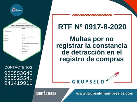 Multas por no registrar la constancia de detracción en el registro de compras